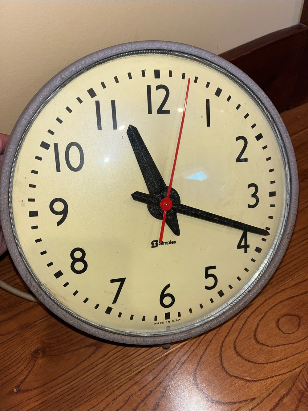 Vintage Simplex industrial or school hanging wall clock